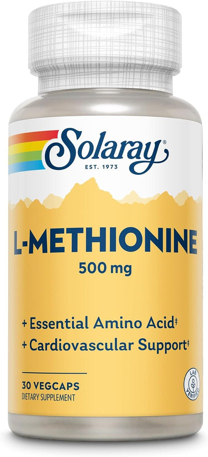 SOLARAY L-Methionine Supplement, 500 mg, 30 Capsules