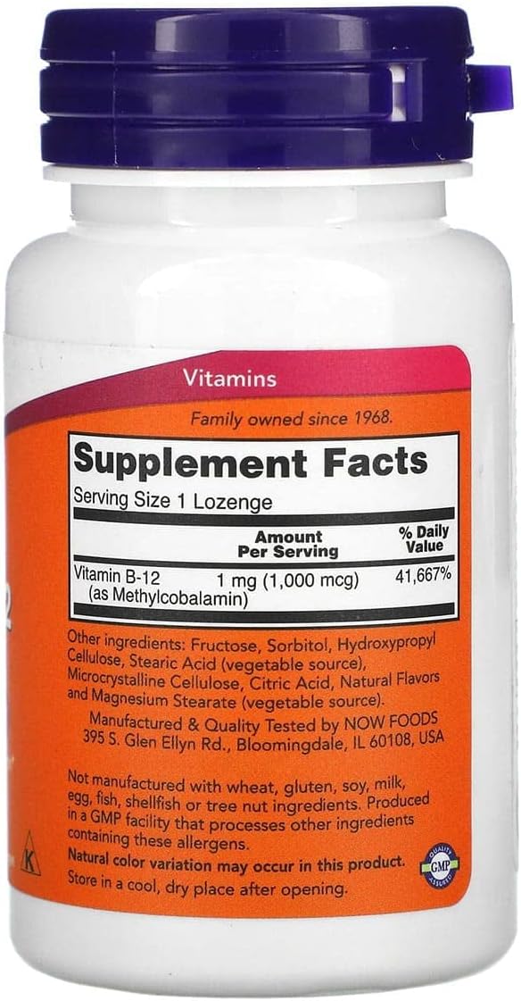 NOW Foods Methyl B-12 1000mcg, 200 Lozenges (2 Packs of 100) - görsel 2