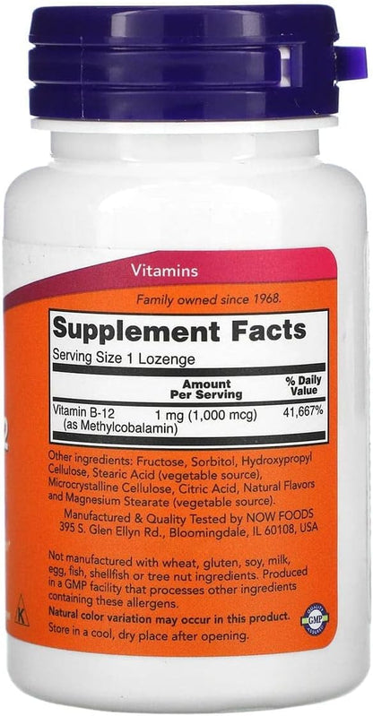 NOW Foods Methyl B-12 1000mcg, 200 Lozenges (2 Packs of 100)