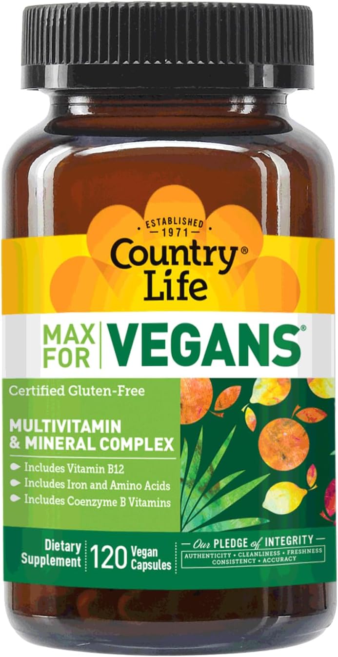 Country Life Max for Vegans - Daily Multivitamin with Coenzyme B Vitamins - 120 Vegan Capsules - görsel 5