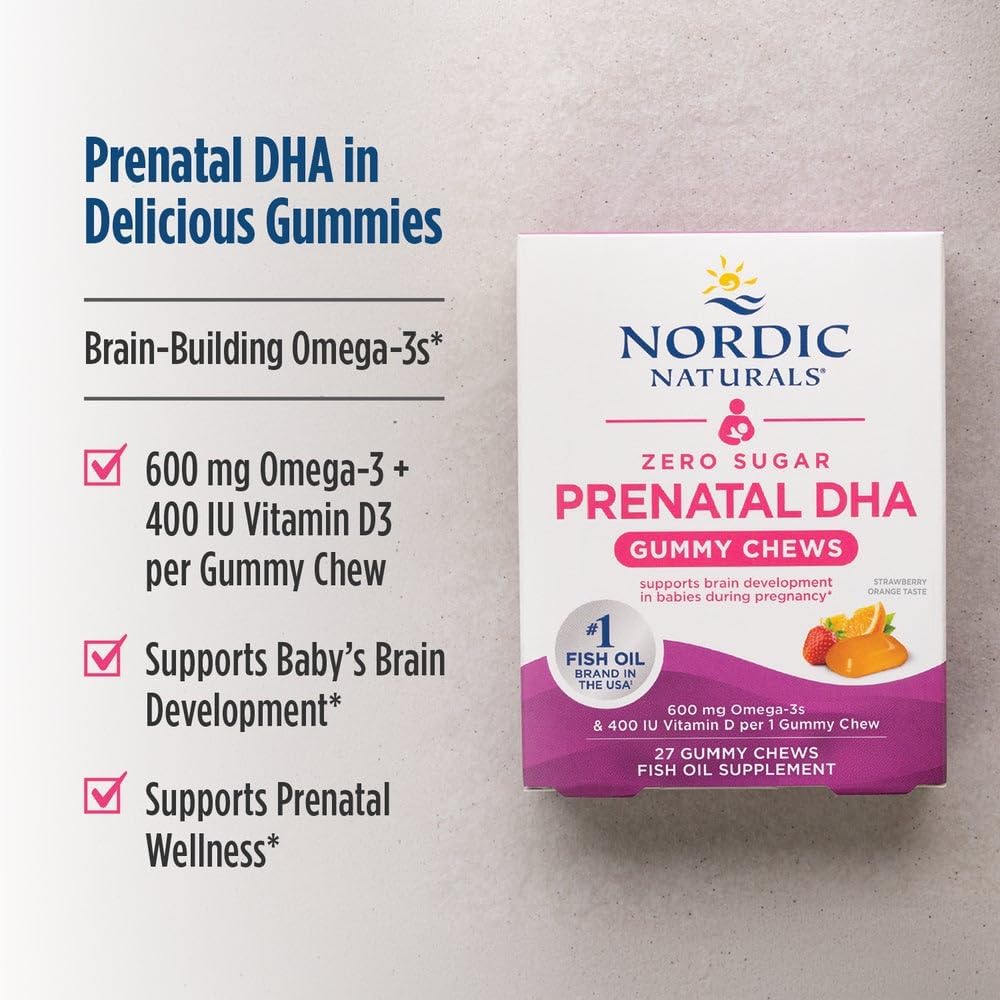 Nordic Naturals Zero Sugar DHA Prenatal Vitamin Gummies - Strawberry Orange - 27 Gummies - görsel 3