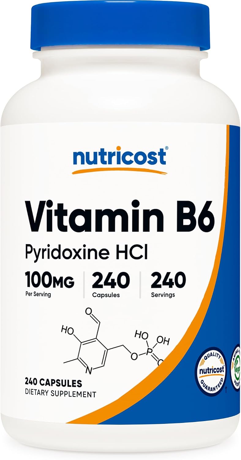 Nutricost Vitamin B6 (Pyridoxine HCl) 100mg, 240 Capsules (3 Bottles) - görsel 6