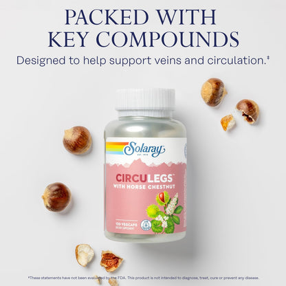 SOLARAY Circulegs - Herbal Supplement with Horse Chestnut Extract & Vitamin C, Vegan, Gluten-Free - 60 Servings