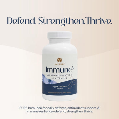 PURE Immune6 - Immune Support Supplement with IP6, Selenium, Vitamin C and D3 - 120 Vegetarian Capsules