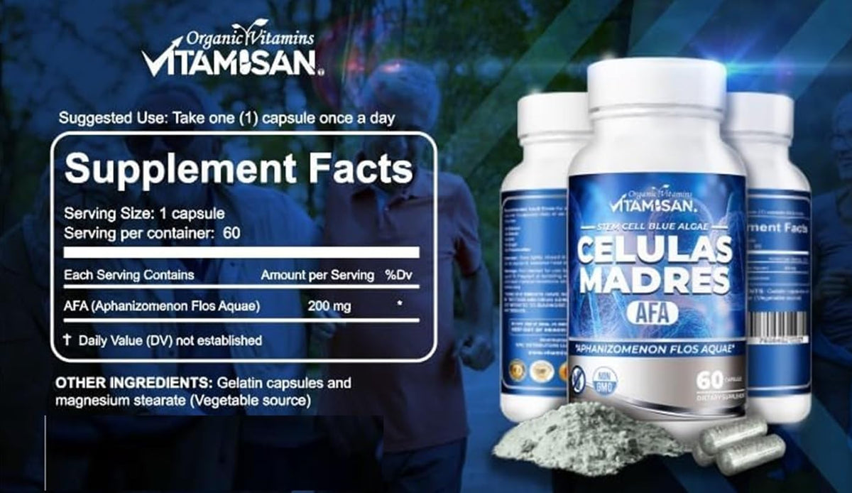 VITAMISAN Celulas Madres Stem Cell Blue Algae AFA Capsules – 60 Capsules (Pack of 8) - görsel 3