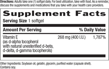 Country Life Vitamin E-Complex 400 IU – Natural Mixed Tocopherols – 90 Softgels
