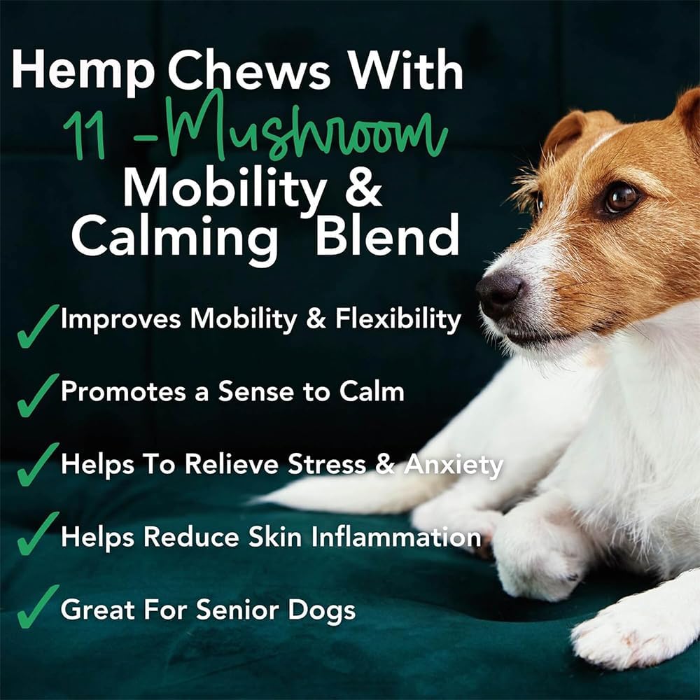 iHeartDogs Hemp Mushroom Chews - Mobility, Calming, Allergy, Lumps, Bumps, Lipomas & Immune Support - 60 Count (600mg Hemp) - görsel 4