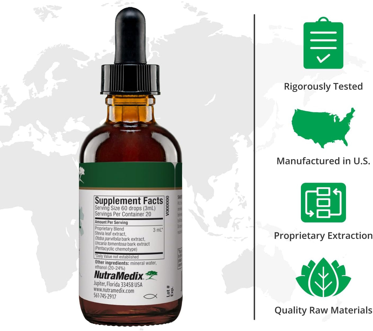 NutraMedix Nutra BRL - Liquid Herbal Supplement with Samento and Banderol for Immune and Microbial Support (60 ml) - görsel 2