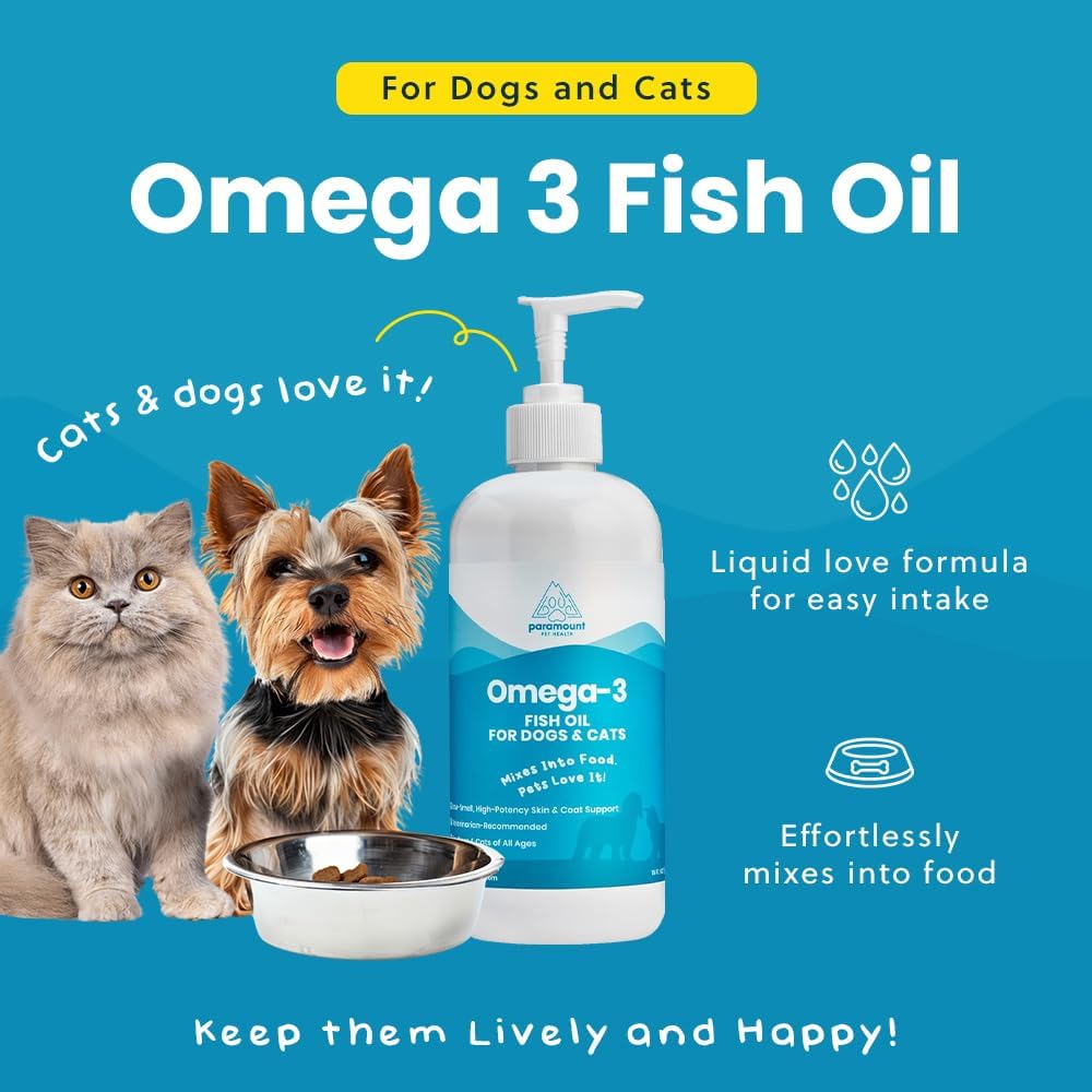 Wild-Caught Omega-3 Fish Oil for Dogs & Cats – Liquid EPA DHA Supplement for Skin, Coat, Joints & Heart, 473 ml - görsel 3