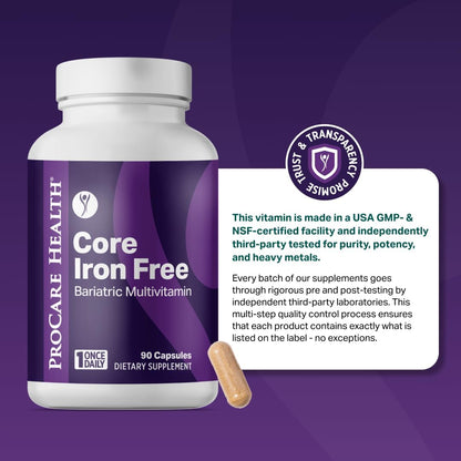 ProCare Health Bariatric Multivitamin Without Iron – 30 Fast-Dissolving Veggie Capsules, 1 Month Supply