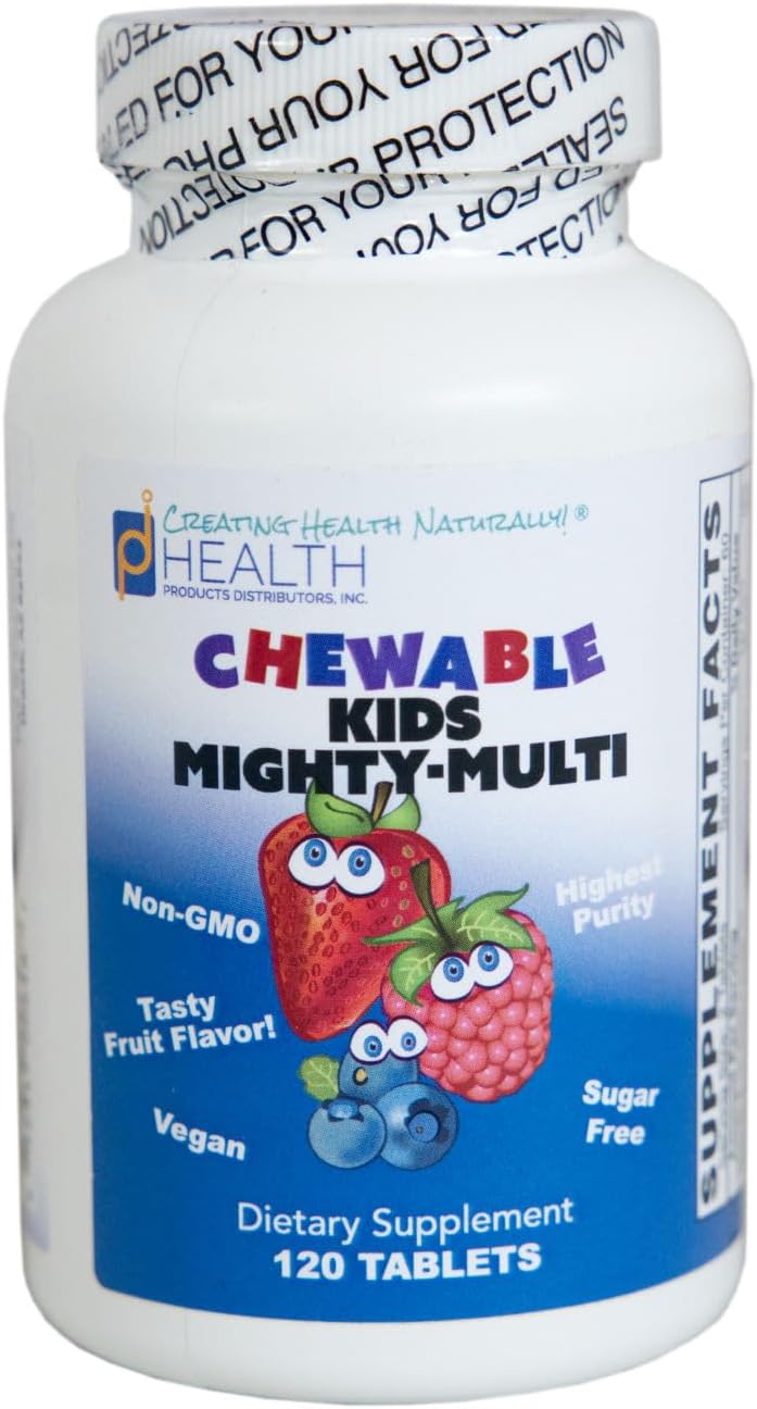KIDS MIGHTY-MULTI (120 Tablets) – Chewable Multivitamin – Purest Non-GM Ingredients, No Sugar or Artificial Ingredients – Naturally Sweetened with Xylitol & Stevia Leaf Extract – Suitable for Adults - görsel 1