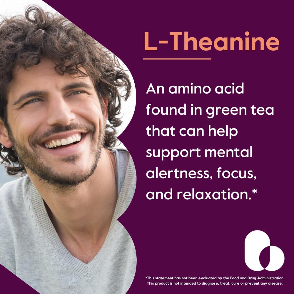 BESTVITE L-Theanine 200mg (120 Vegetarian Capsules) - No Stearates - Vegan - Non-GM - Gluten-free - görsel 2