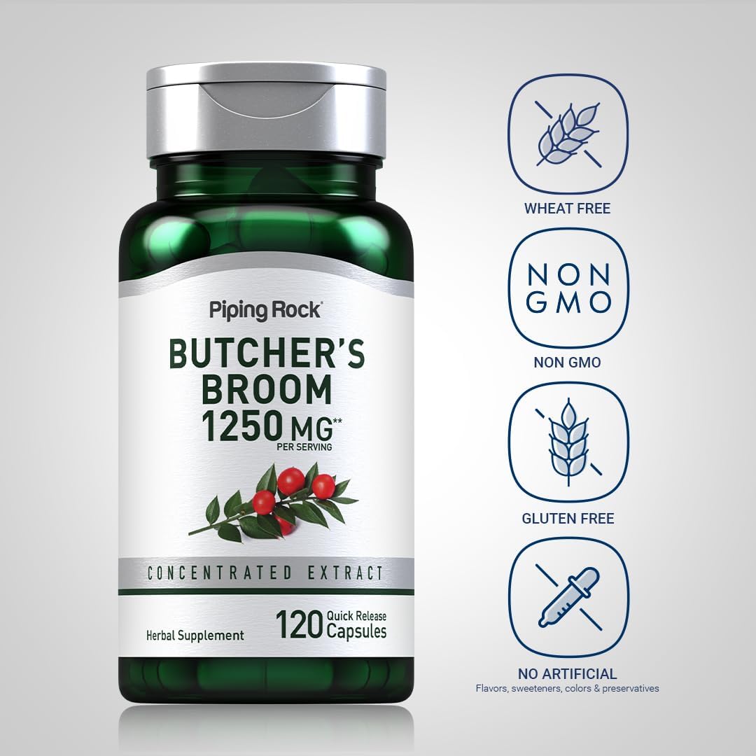 Piping Rock Butchers Broom Supplement | 120 Capsules | Traditional Herbal Root Extract - görsel 3