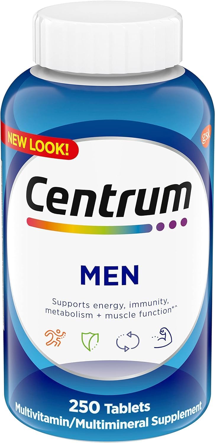 Centrum Multivitamin for Men, Multivitamin/Multimineral Supplement with Vitamin D3, B Vitamins and Antioxidants, Gluten-free, Non-GMO Ingredients - 250 Tablets - görsel 1