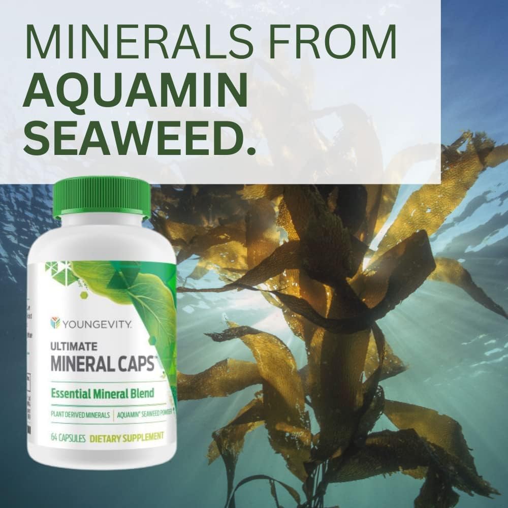Youngevity Ultimate Mineral Caps™ - 70+ Essential Full Spectrum Trace Minerals - Nutrient-Dense, Derived from Humic & Aquamin Seaweed (64 Capsules) - görsel 5