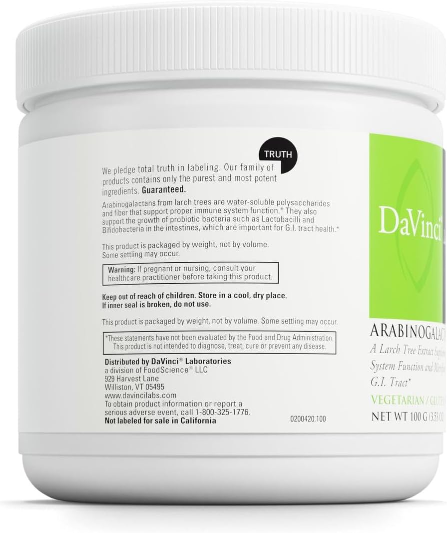 DAVINCI Labs Arabinogalactan Powder – Prebiotic Fibre Supplement for Immune and Gut Health (100 g) - görsel 3
