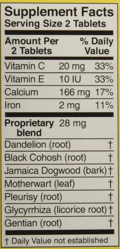 Lydia Pinkham Herbal Tablet Supplement - 72 Tablets (Pack of 4)