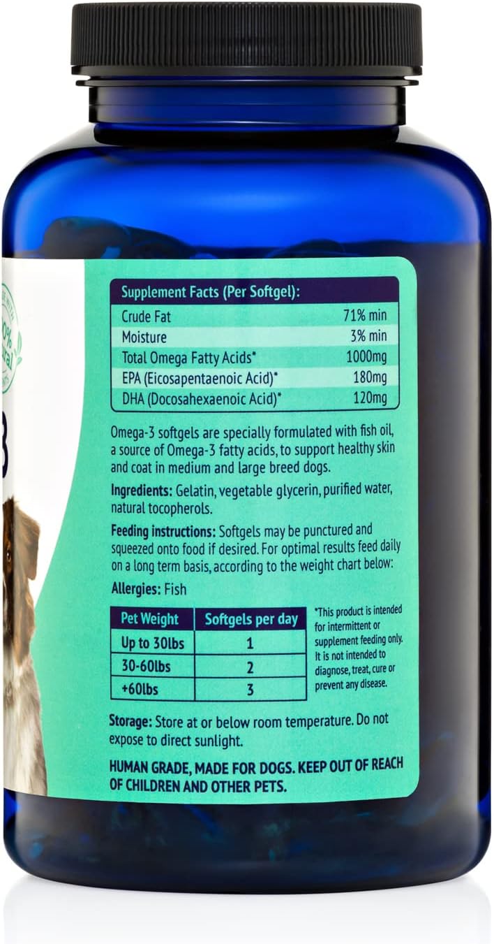 NuLife Natural Pet Health Pure Omega-3 Fish Oil for Dogs, 180 Capsules - görsel 8