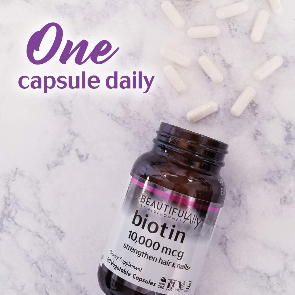 Bluebonnet Nutrition Beautiful Ally Biotin 10,000 mcg, 90 Vegetable Capsules - görsel 6