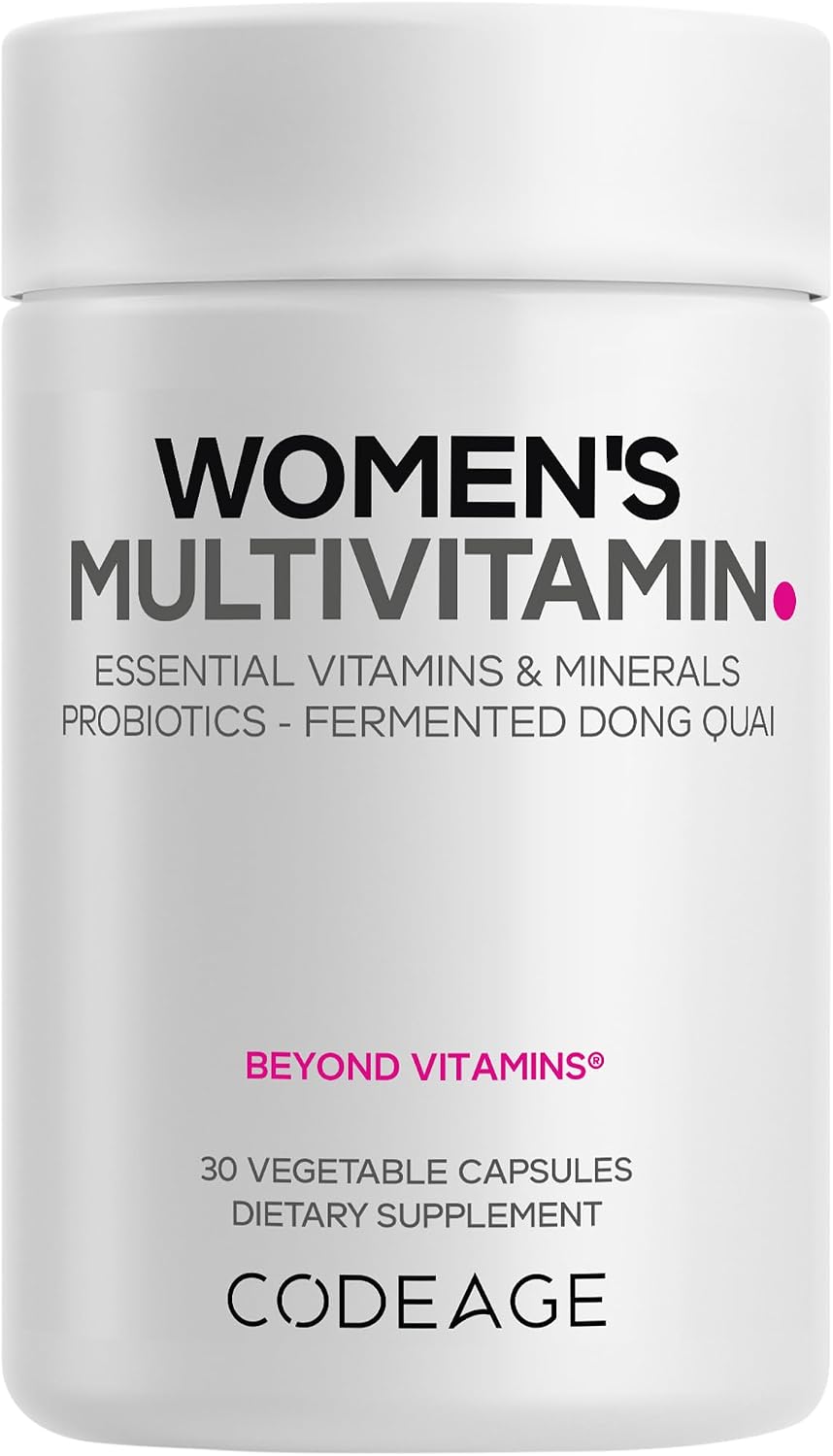 Codeage Women’s Multivitamin – Vitamins A, C, D3, E, B6, B12, Folate, Calcium, Magnesium, Iron, Dong Quai, Probiotics – 1 Capsule Per Serving – Daily Vitamin Capsules for Women – Non-GM – 30 Capsules - görsel 1