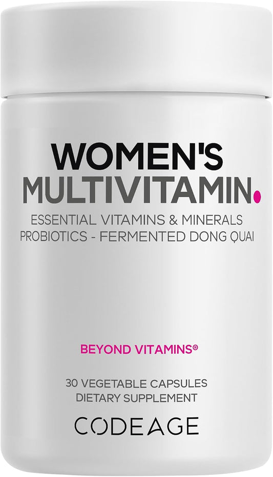 Codeage Women’s Multivitamin – Vitamins A, C, D3, E, B6, B12, Folate, Calcium, Magnesium, Iron, Dong Quai, Probiotics – 1 Capsule Per Serving – Daily Vitamin Capsules for Women – Non-GM – 30 Capsules