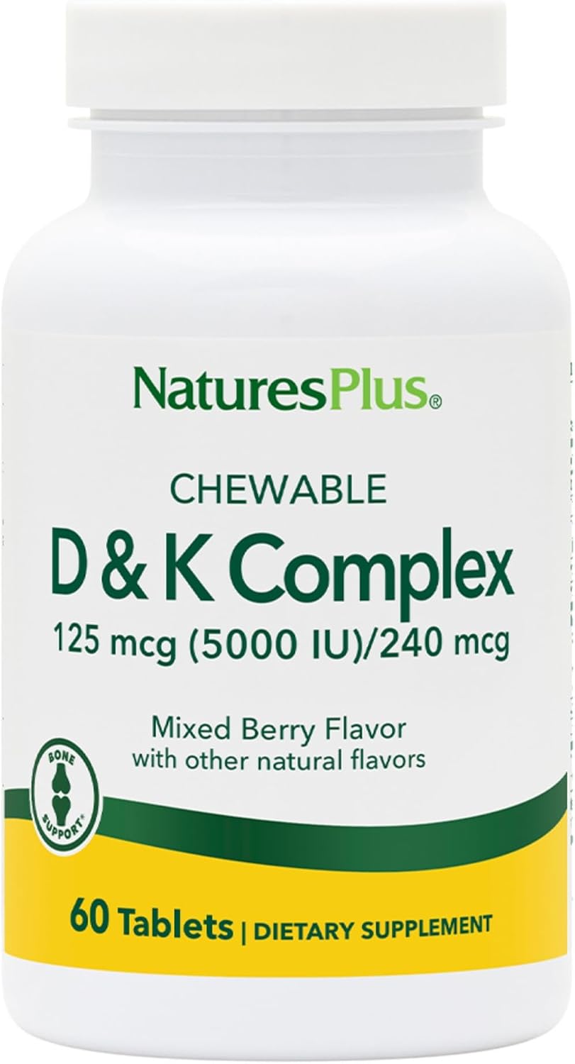 NaturesPlus D & K Complex - 60 Mixed Berry – Calcium Metabolism: Vitamin D enhances intestinal calcium absorption, – Image 1
