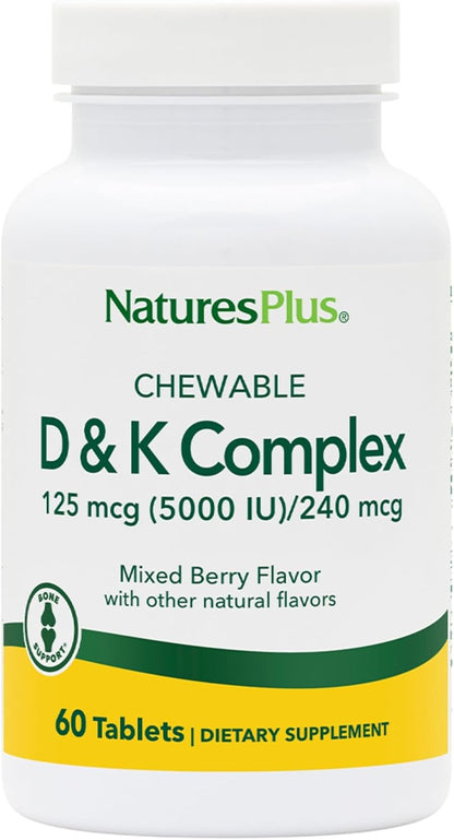 NaturesPlus D & K Complex - 60 Mixed Berry – Calcium Metabolism: Vitamin D enhances intestinal calcium absorption, – Image 1