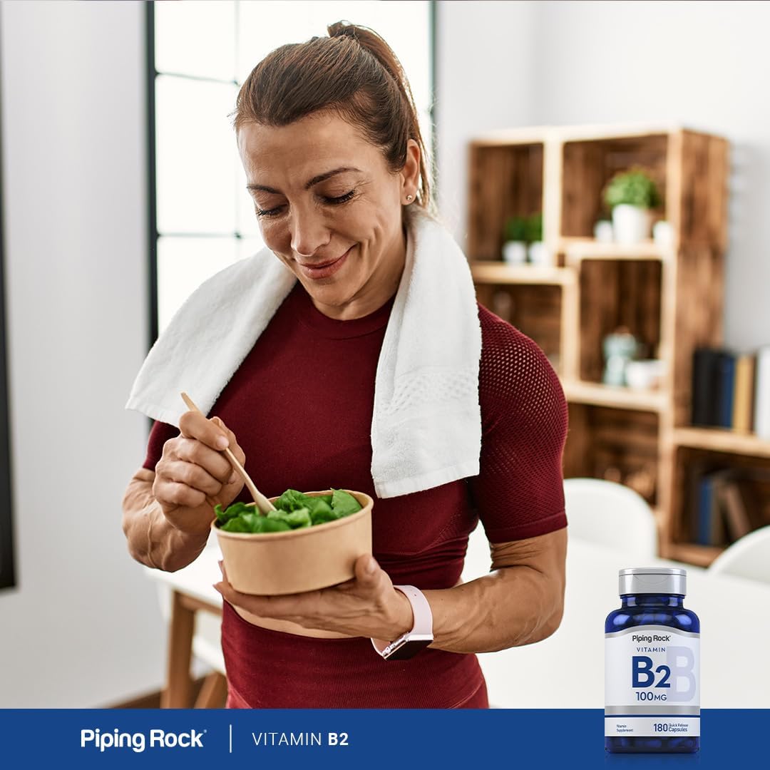 Piping Rock Vitamin B2 100mg | 180 Vegetarian Capsules (Riboflavin) - görsel 6