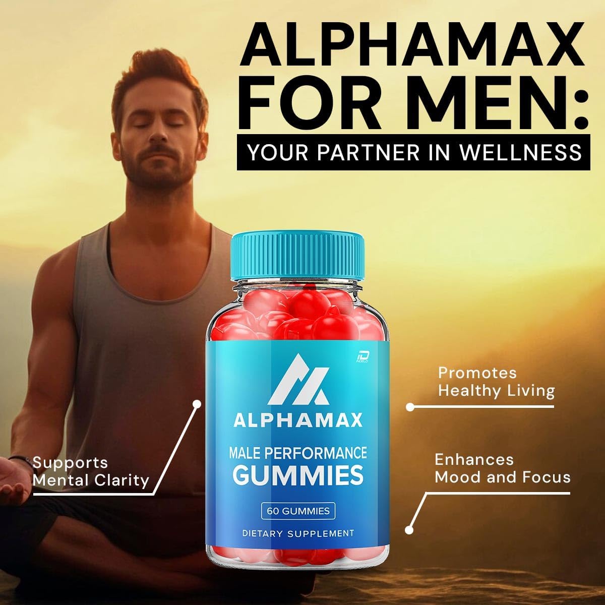Alpha Max Gummies for Men – AlphaMax Male Performance ACV Gummies Apple Cider Vinegar 1000mg, Vitamin B12 (1 Pack - 60 Gummies) - görsel 4