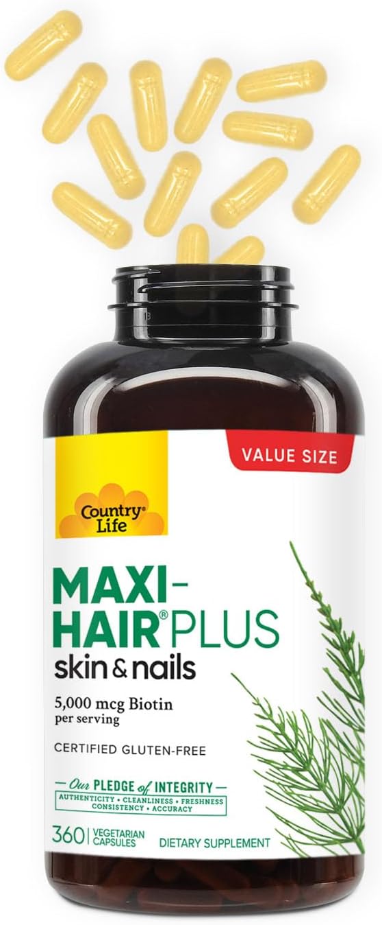 Country Life Maxi-Hair Plus Biotin 5000 mcg, 360 Capsules - görsel 3