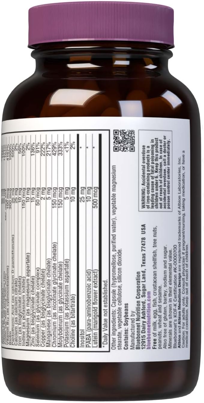 Bluebonnet Nutrition Multi One (With Iron) Vegetable Capsules - 120 Count - görsel 3