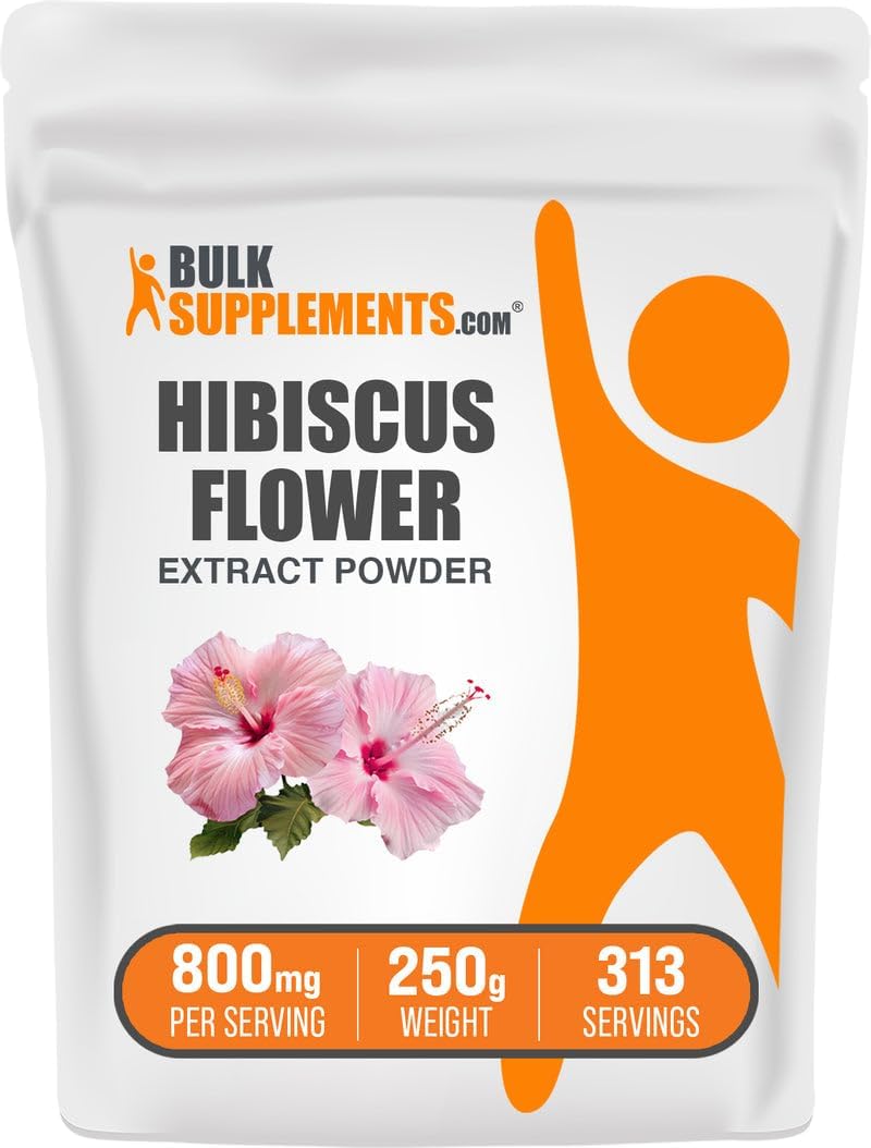 BulkSupplements.com Hibiscus Flower Extract Powder - 800mg per Serving, 250g - görsel 1