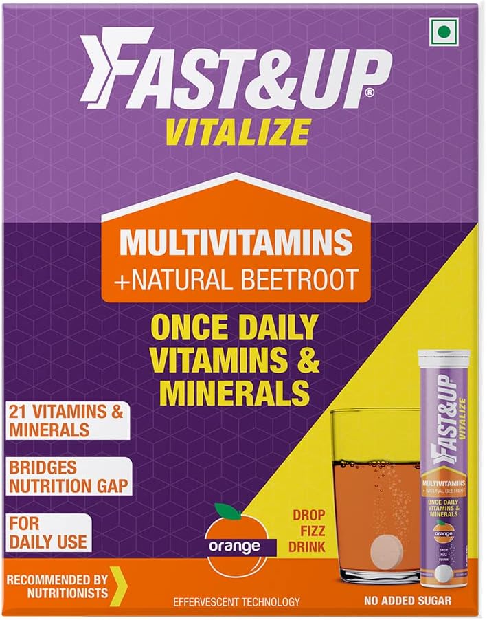 Fast & Up Vitalize Multivitamin Supplement - 60 Effervescent Tablets - Orange Flavour - görsel 1