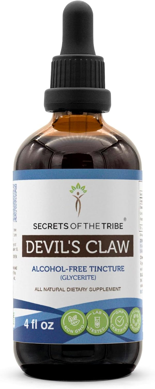Secrets of the Tribe Devil's Claw Tincture Alcohol-Free Liquid Extract, Devil's Claw (Harpagophytum Procumbens) Dried Root 118 ml