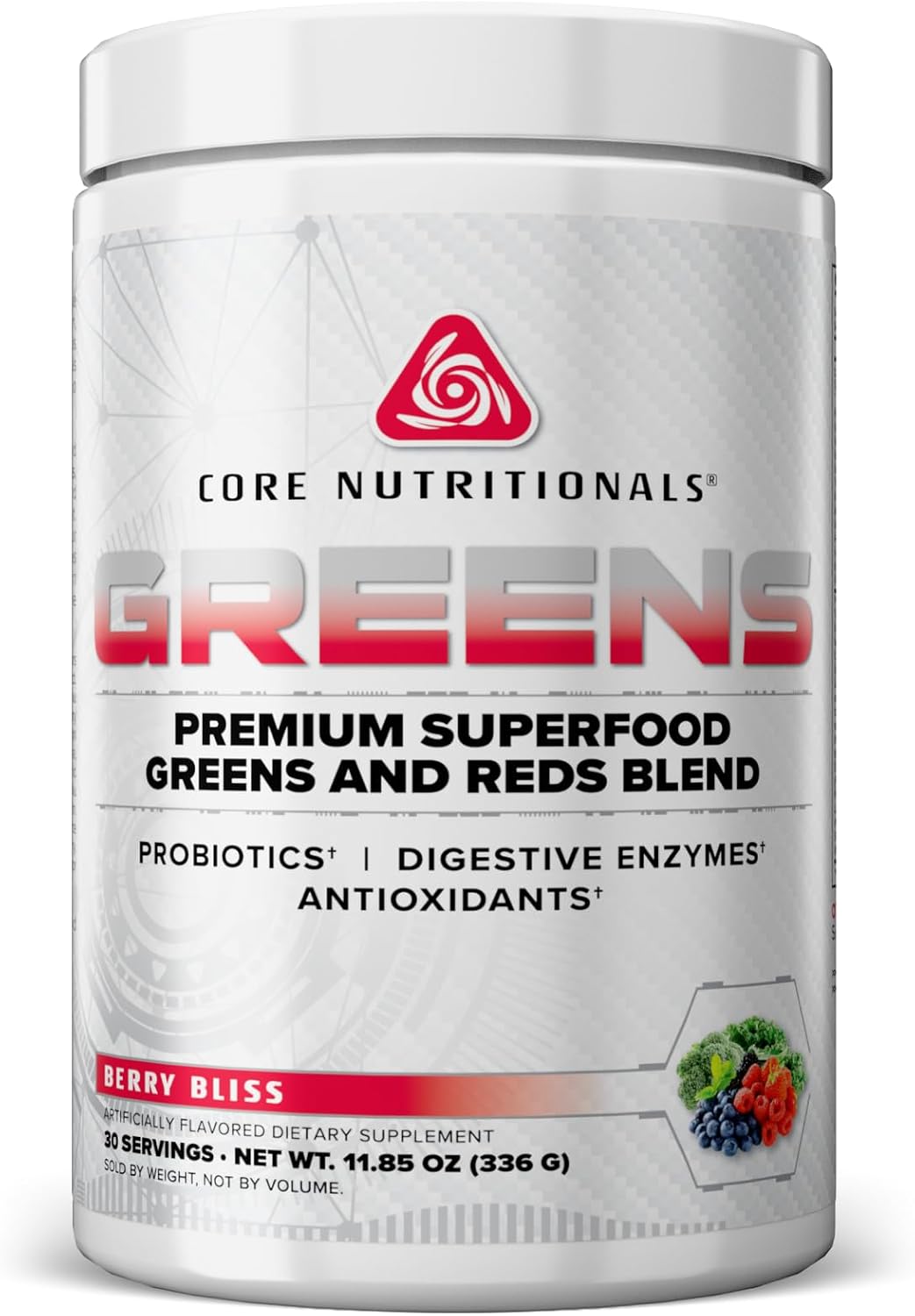 Core Nutritionals Greens | Premium Superfood Reds and Greens Blend | 5 Billion CFU Probiotics, Digestive Enzymes, and Antioxidants | 30 Servings (Berry Bliss) - görsel 1