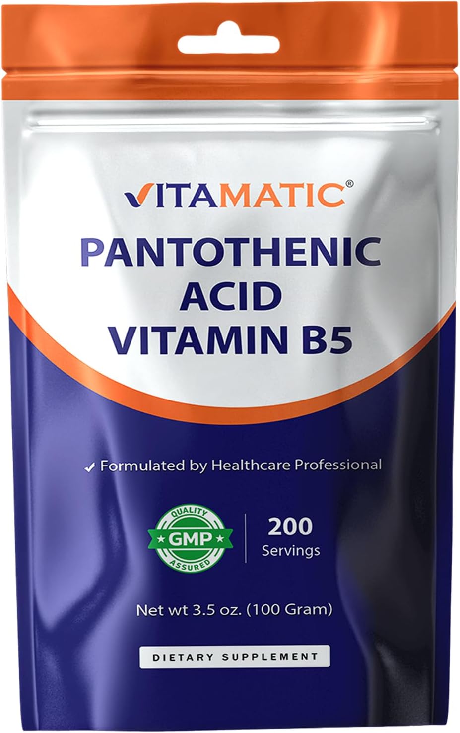 Vitamatic Pantothenic Acid Pure Powder, 500 mg per serving, 100 g (200 Servings) - görsel 1