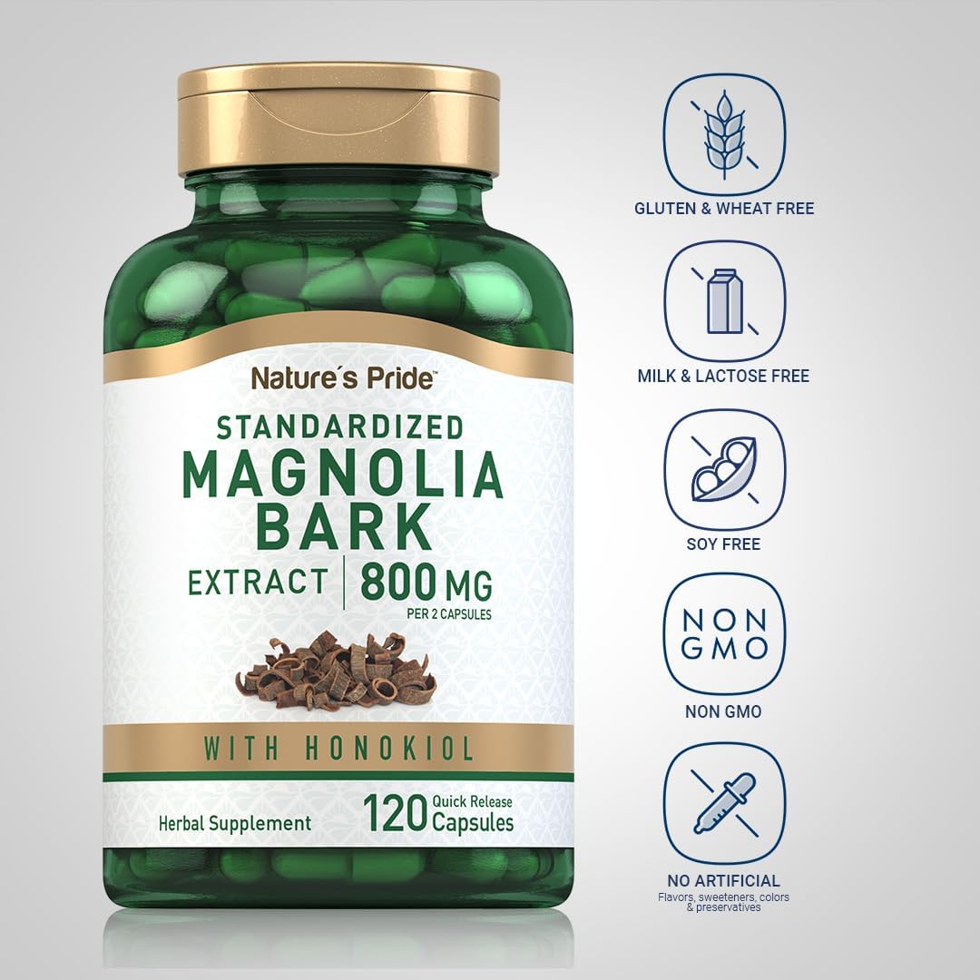 Piping Rock Magnolia Bark Extract 800mg | 120 Capsules | Standardised Herbal Supplement | with Honokiol | Non-GMO, Gluten-free - görsel 3
