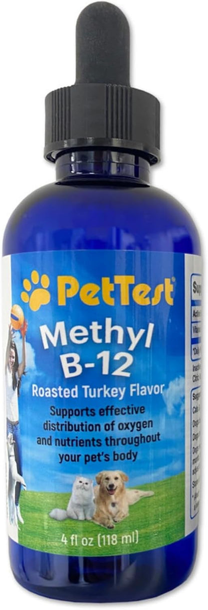 PetTest Methyl B12 Vitamin Liquid Drops for Dogs and Cats - 118 ml (5000 mcg Methylcobalamin)