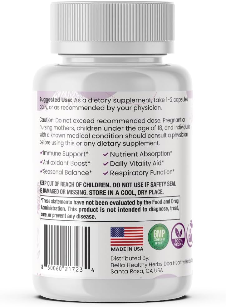 Healthy Herbs Wildcrafted Elderberry Sea Moss Capsules - 2600mg Irish Sea Moss + Elderberry Blend, Vegan, Non-GMO, 60 Capsules - görsel 8