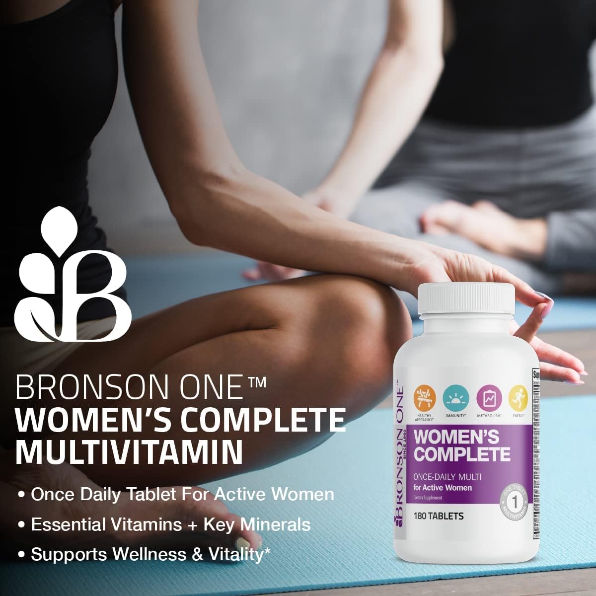 Bronson ONE Daily Women’s Complete Multivitamin Multimineral, Once-Daily for Active Women, 180 Tablets - görsel 4