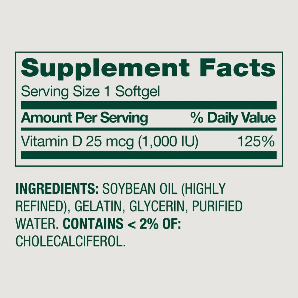 Spring Valley Vitamin D3 Supplement Soft gel capsules, 25 µg (1,000 IU), 450 Capsules - görsel 4