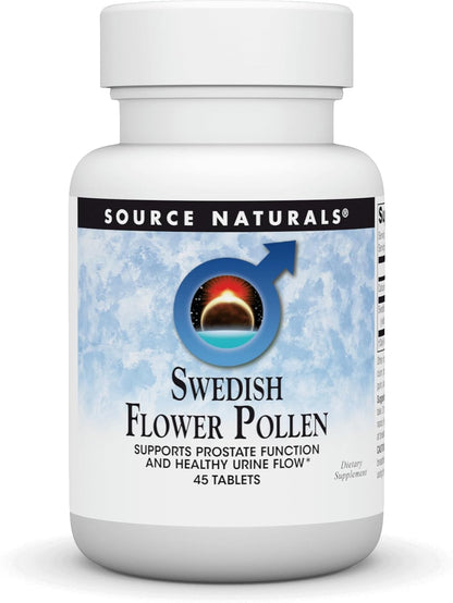 Source Naturals Swedish Flower Pollen Extract Supplement, Supports Prostate Function and Healthy Urine Flow - 45 Tablets
