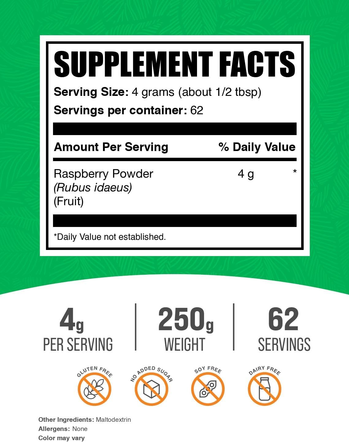 Raspberry Powder – Sourced from Raspberry Fruits, Dried Raspberries Powder – Gluten-Free, 4g per Serving, 250g - görsel 2