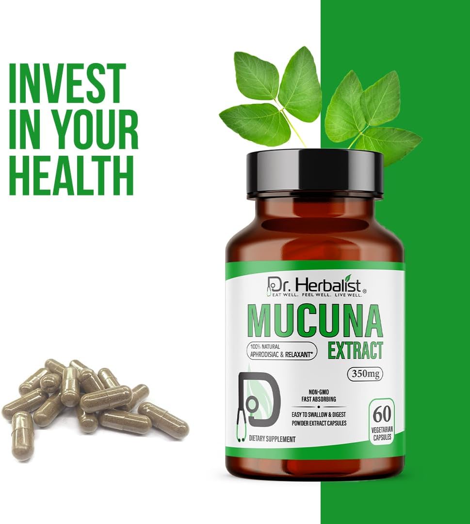 Dr. HERBALIST Mucuna Pruriens Extract 350mg – 60 Vegan Capsules | Non-GM | Fast Absorbing - görsel 8