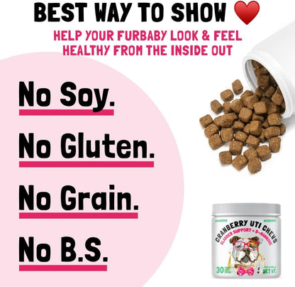 Cranberry UTI Chews for Dogs Bladder Support and D-Mannose