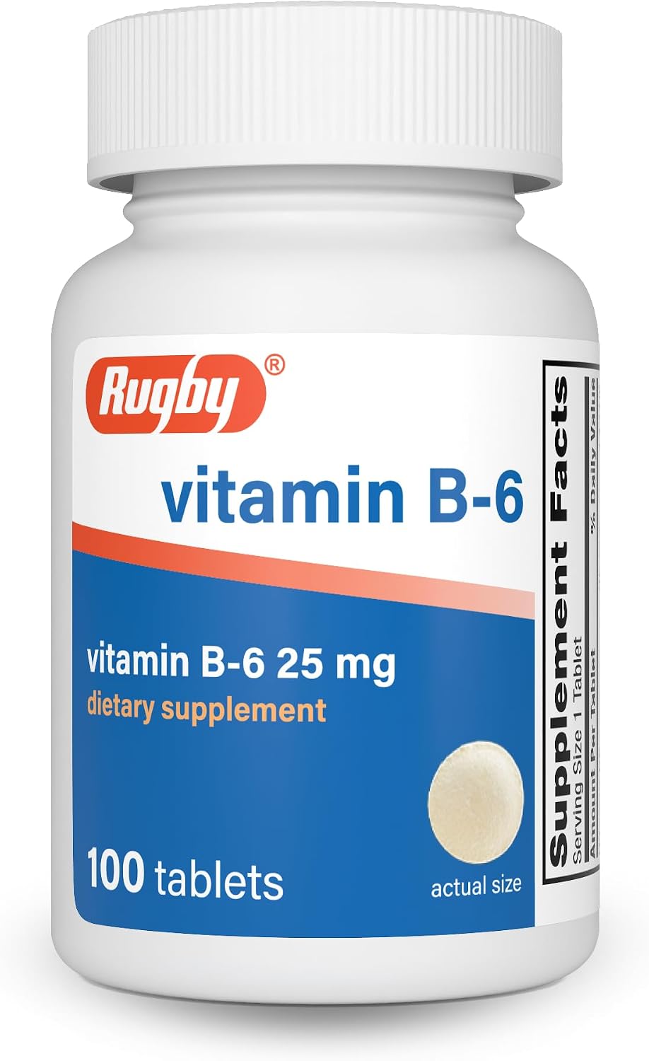 Rugby Vitamin B-6 Tablets - 25mg Vitamin B6 - Food Supplement - 100 Tablets - görsel 1