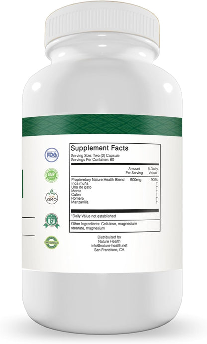 Super Gastrizan Natural Digestive Support Capsules with Inca Muña, Uña de Gato, Mint, Culen, Rosemary, and Chamomile (2-Pack)