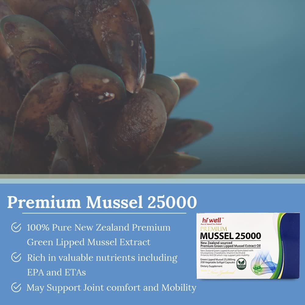 Hi Well Premium Mussel 25000 - 200 Vegetable Soft gel capsule Capsules (Pack of 2) - görsel 3
