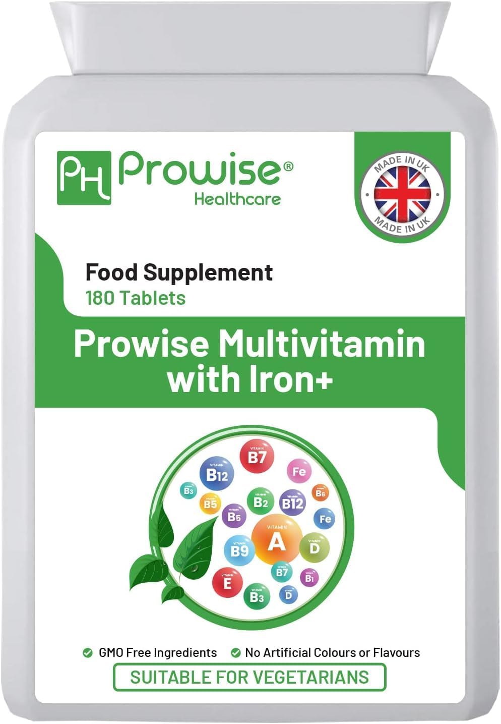 Multivitamin & Iron 180 Tablets (6 Month Supply) – Immune Support Supplement by Prowise Health care - görsel 1