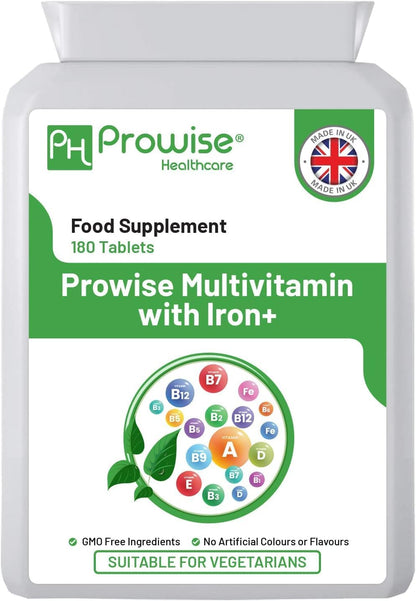 Multivitamin & Iron 180 Tablets (6 Month Supply) – Immune Support Supplement by Prowise Health care